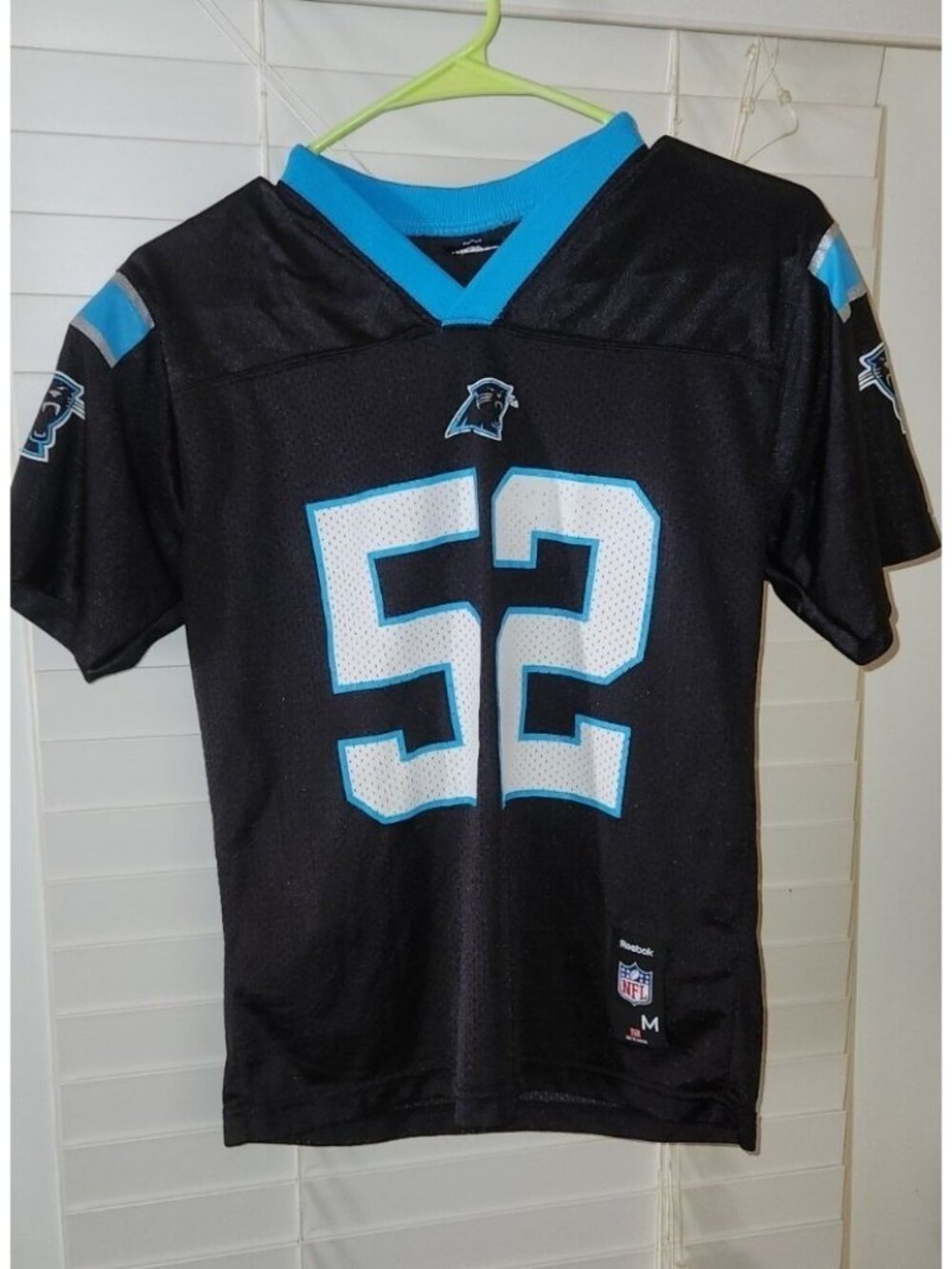 JON BEASON #52 Carolina Panthers Reebok Youth Medium Black Football Jersey